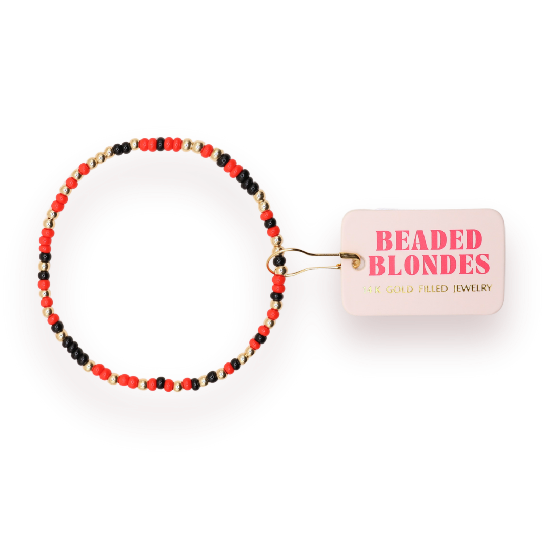 Game Day Sprinkle Bracelet Red & Black