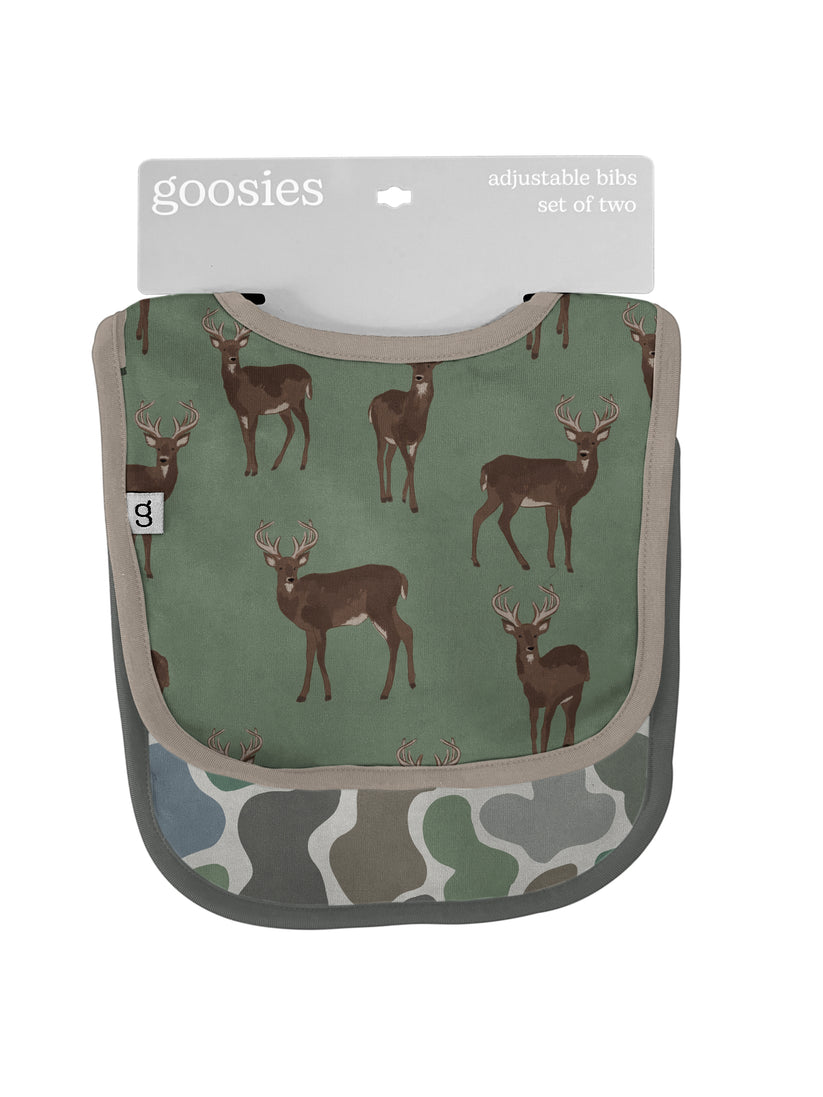 deer and camo baby bibs