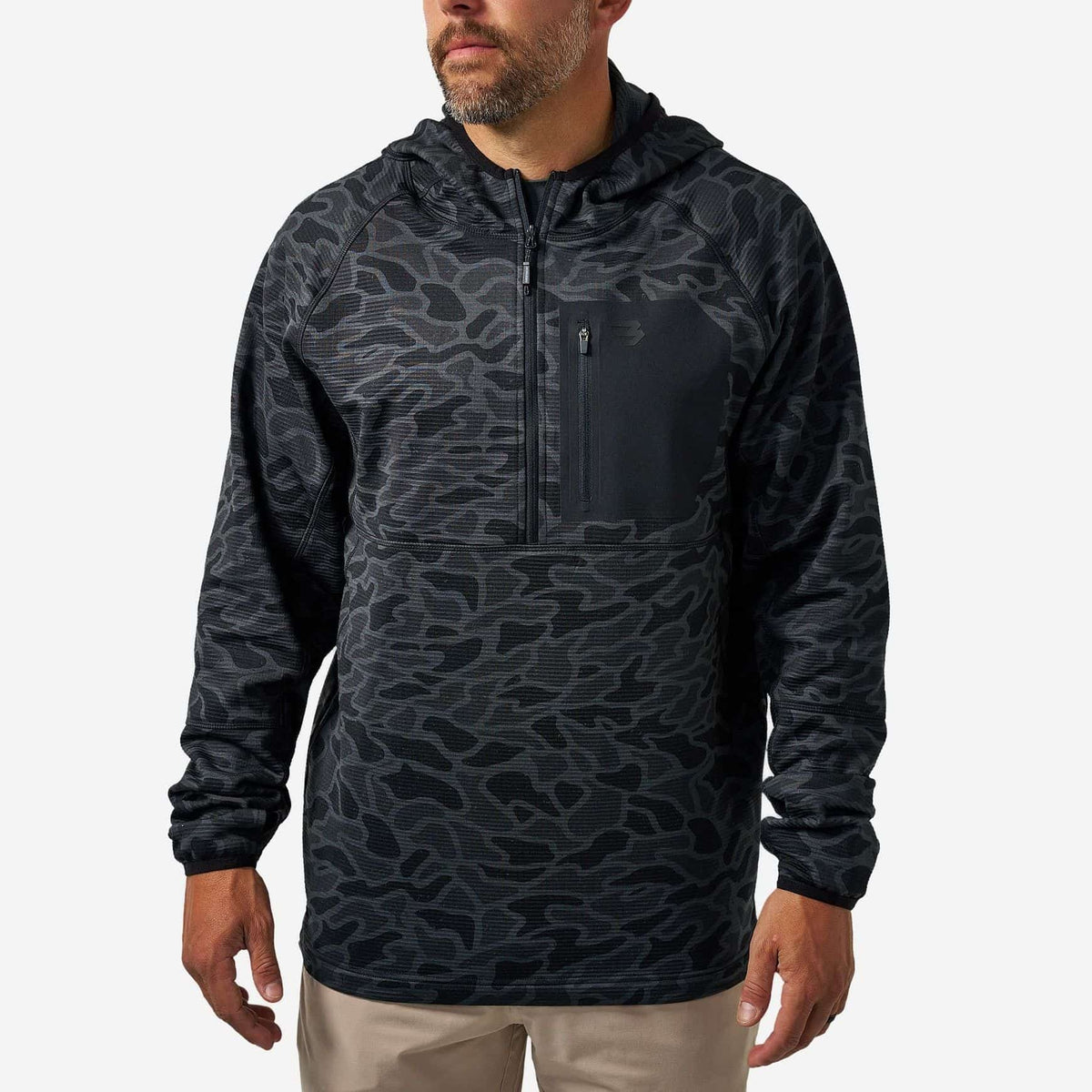 BURLEBO Hoodie Blaze Tech Quarter Zip Black Camo