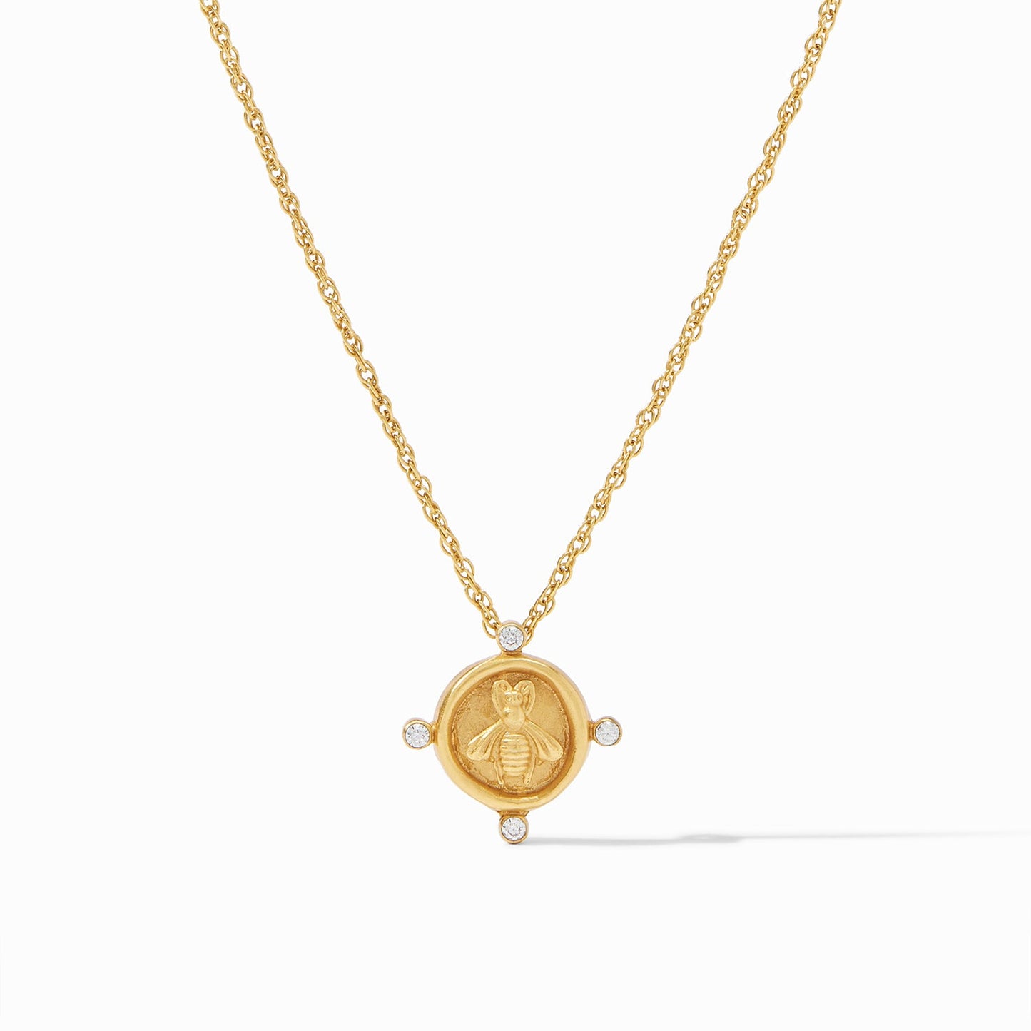 Bee Cameo Solitaire Necklace Gold OS