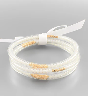 Bracelet Clear Tube Glass Beaded