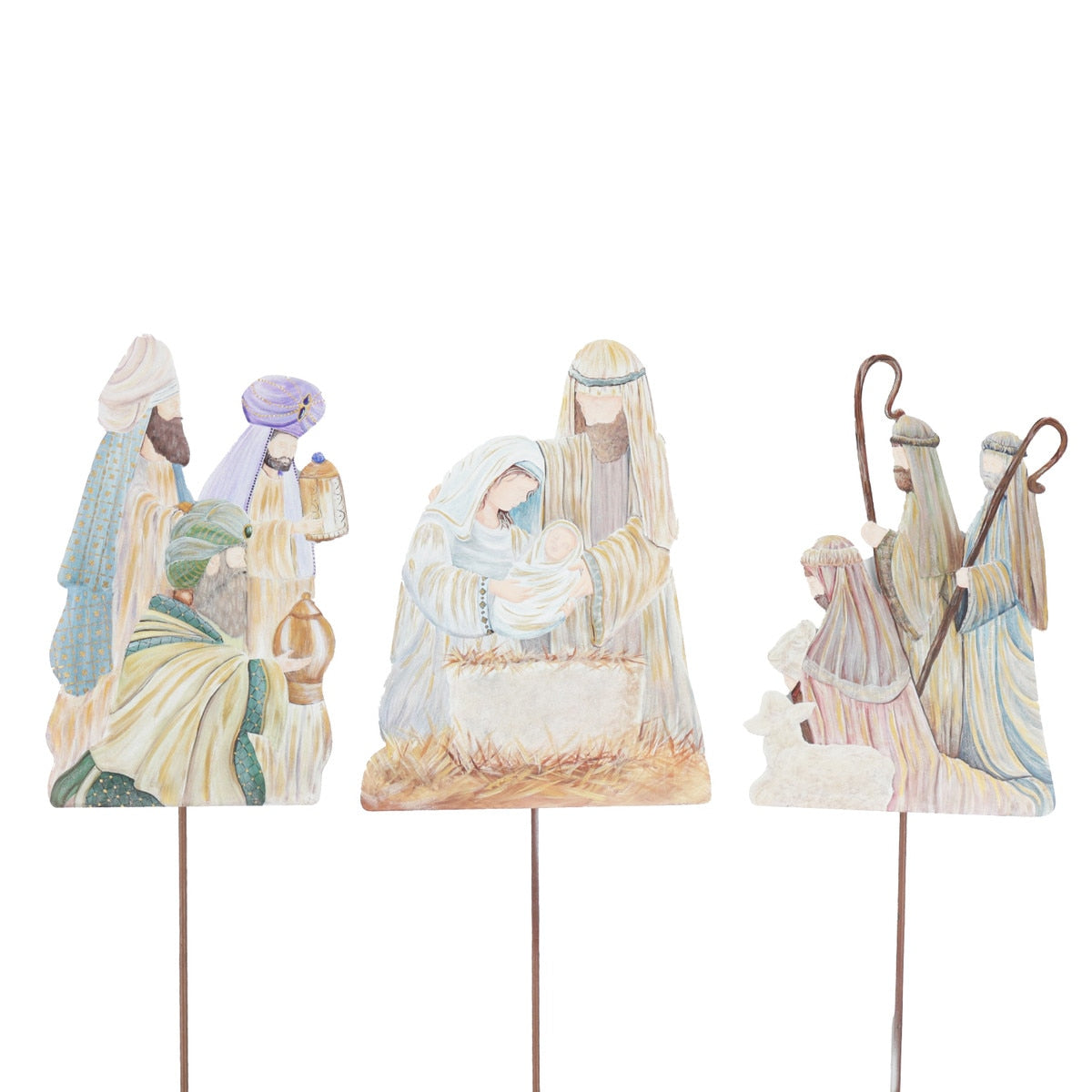 stake nativity figures round top collection