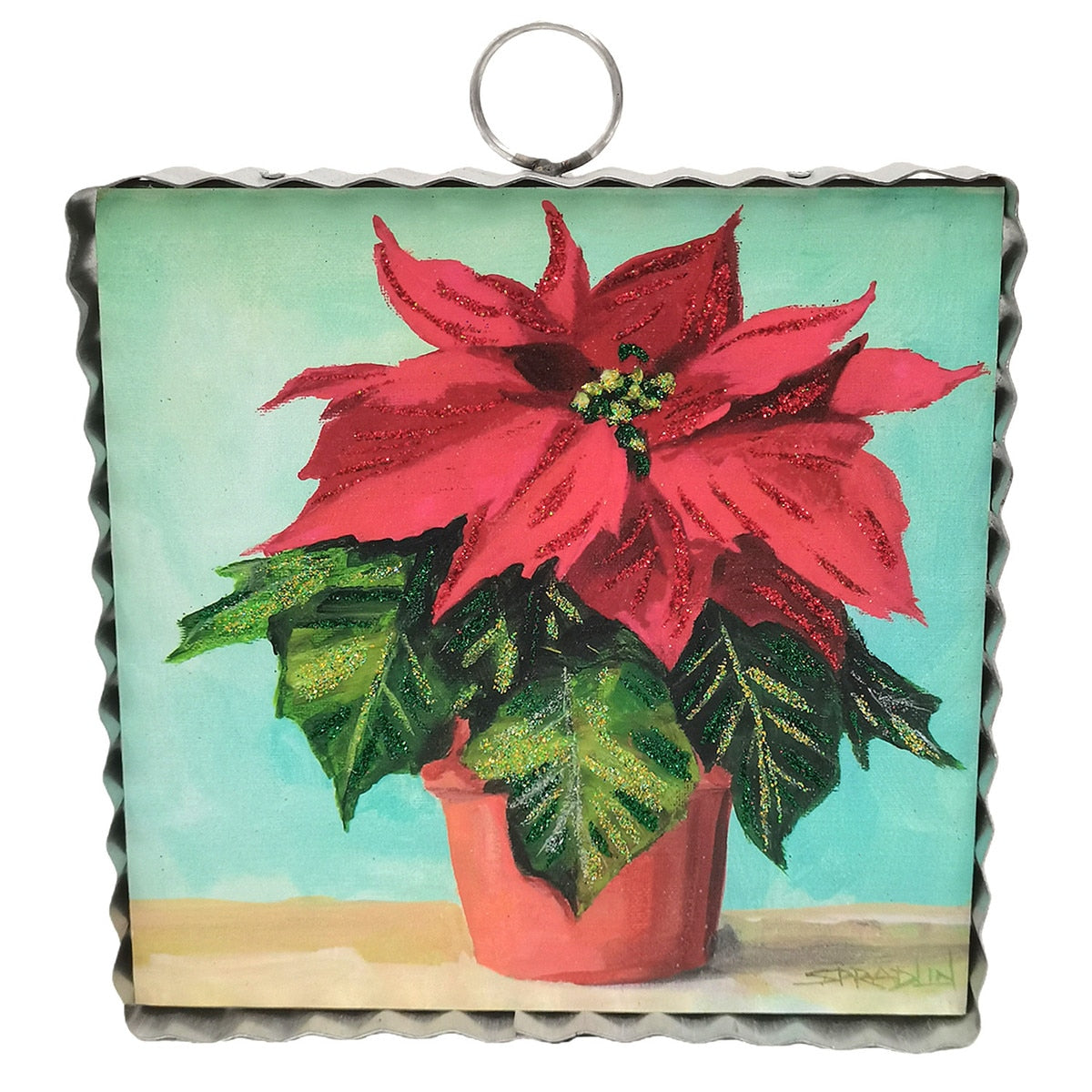 Round Top Art Mini Poinsettia Pot