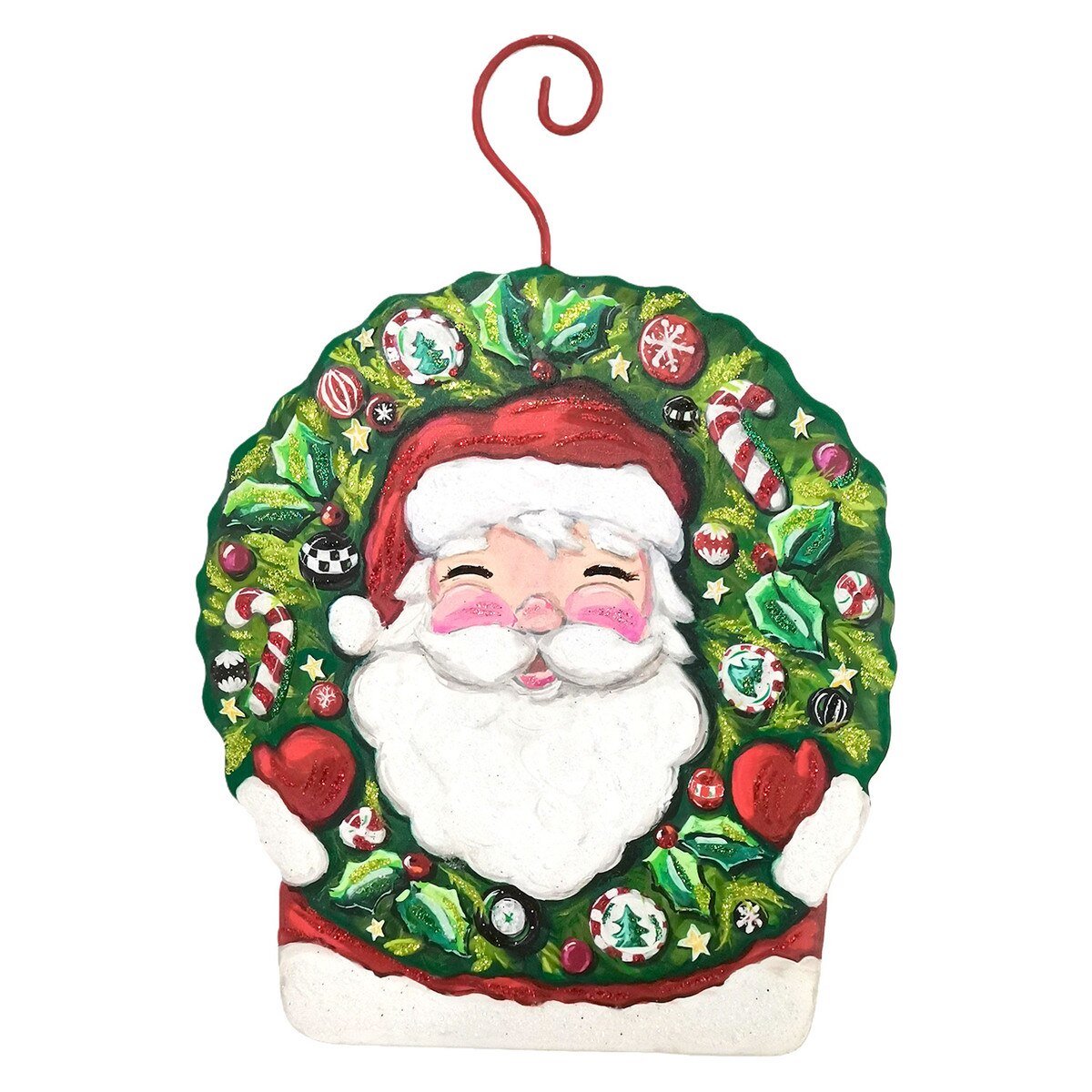 Round Top Belly Laugh Santa Wreath Ornament