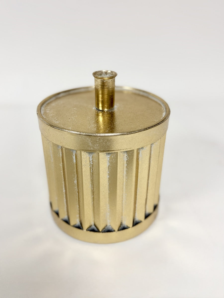 Round Top Candle Holder Gold Drum One