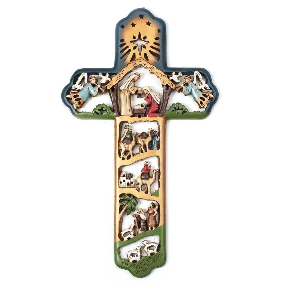 Cross  Nativity Multicolor Wall 11in