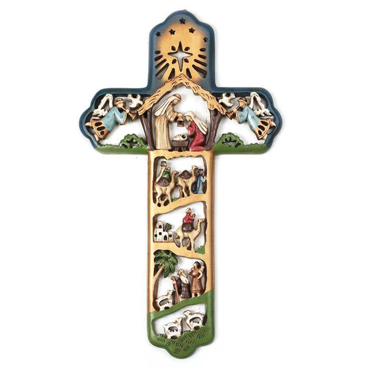 Cross  Nativity Multicolor Wall 11in