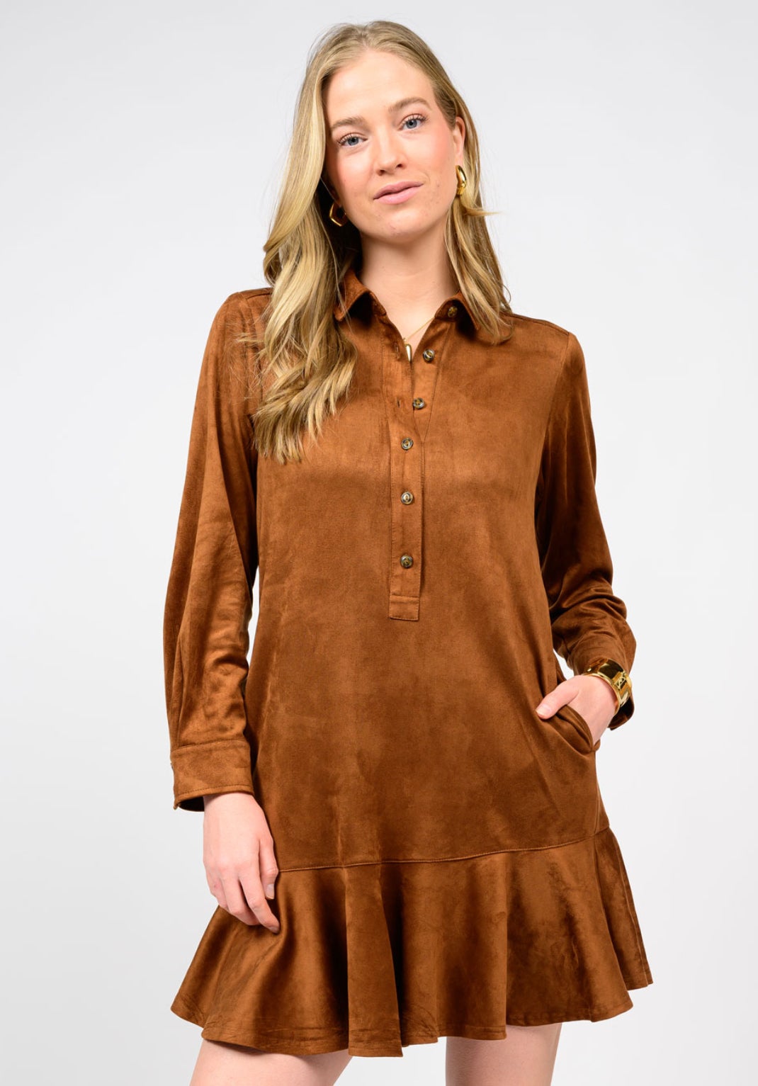 Uncle Frank Suede Swing Shirt Dress