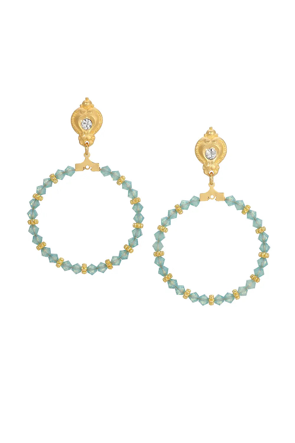 French Kande Epoque Earrings Aqua Hoop
