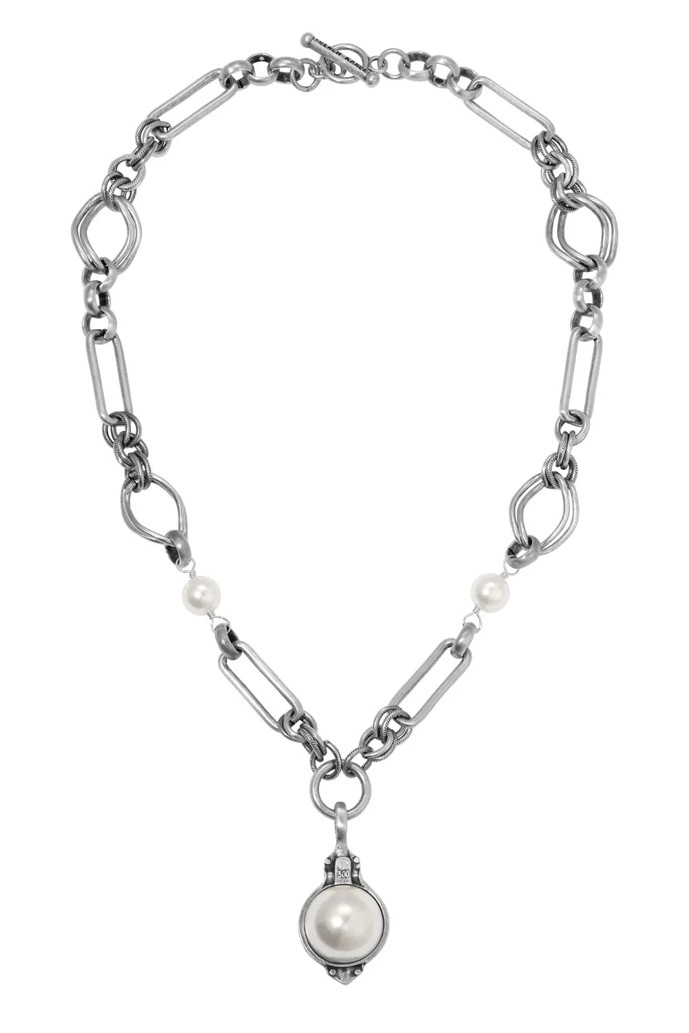 French Kande Marin Necklace Pearl Cabochon