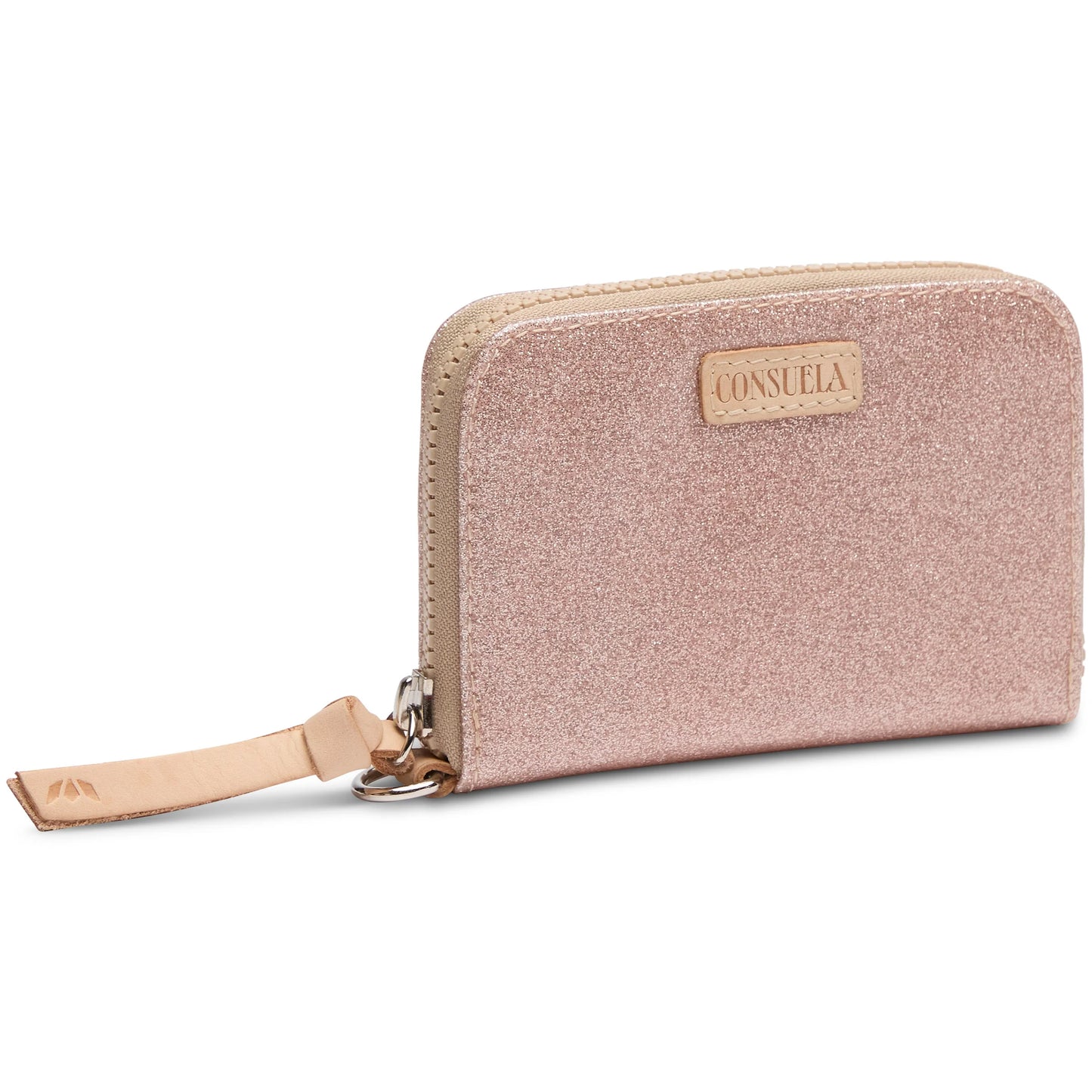 light pink shimmery wallet, consuela emery zippy wallet