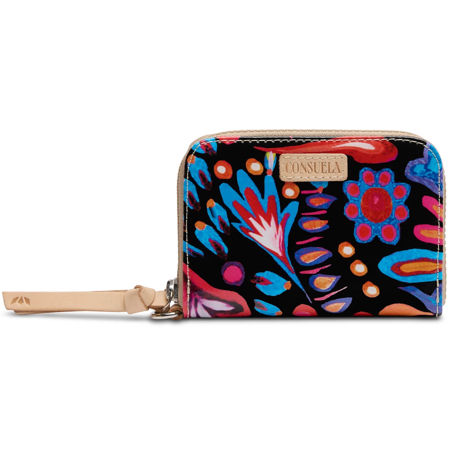 Sophie zippy consuela wallet, black wallet with bright colors