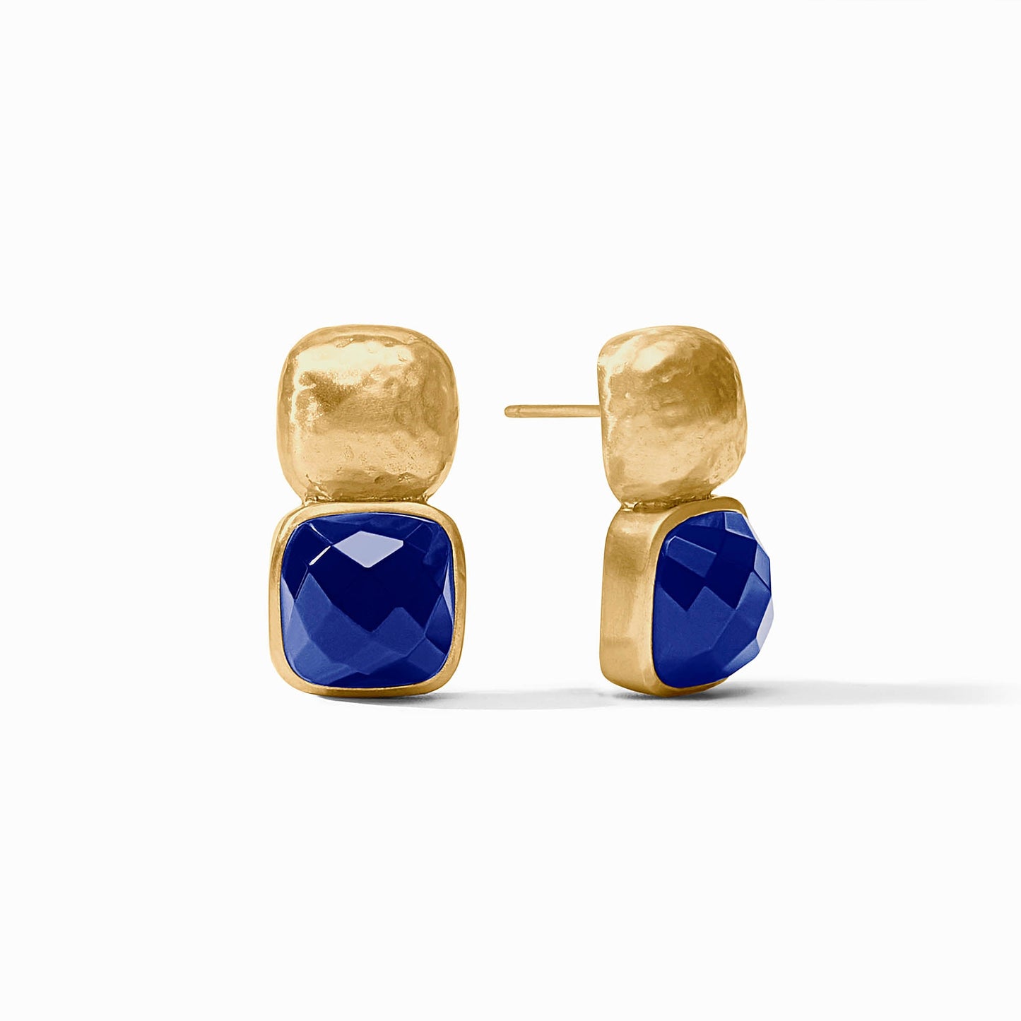 Honey Stud Earring Iridescent Sapphire Blue Gold
