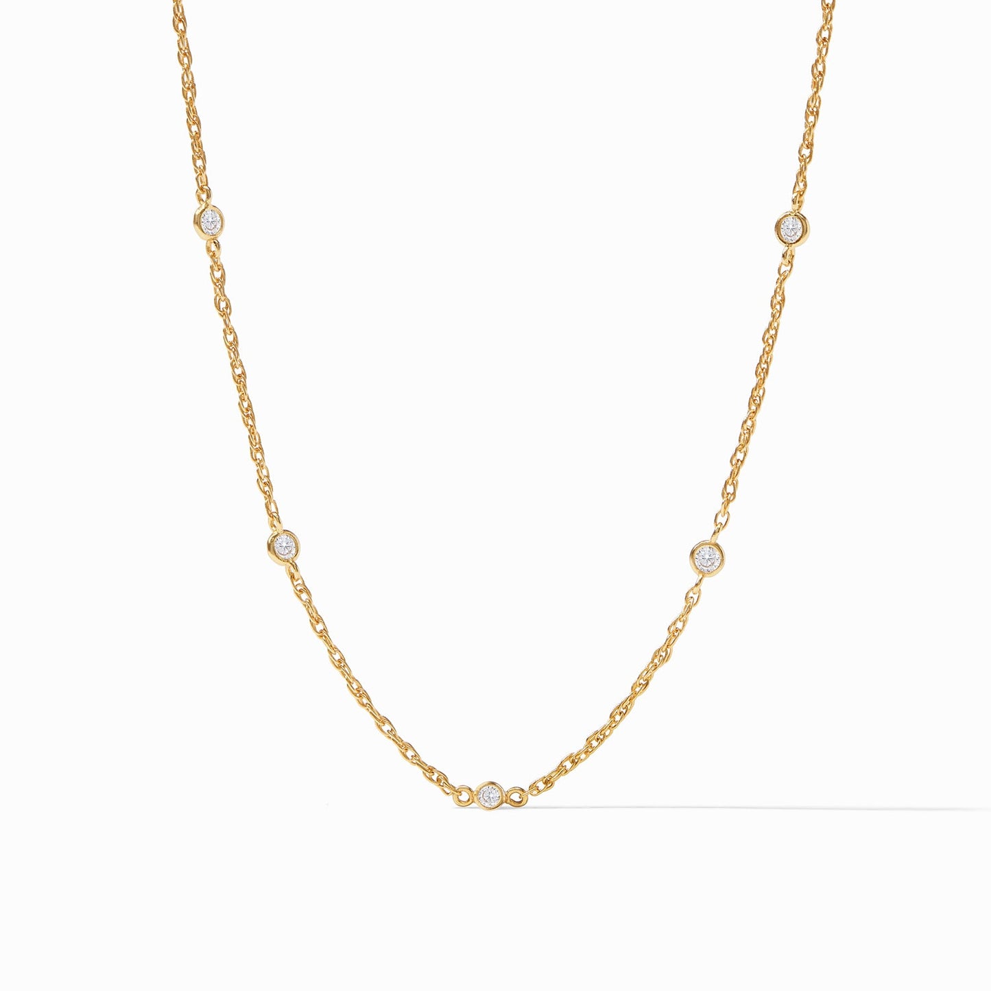 Celeste Delicate Station Necklace Cubic Zirconia Gold