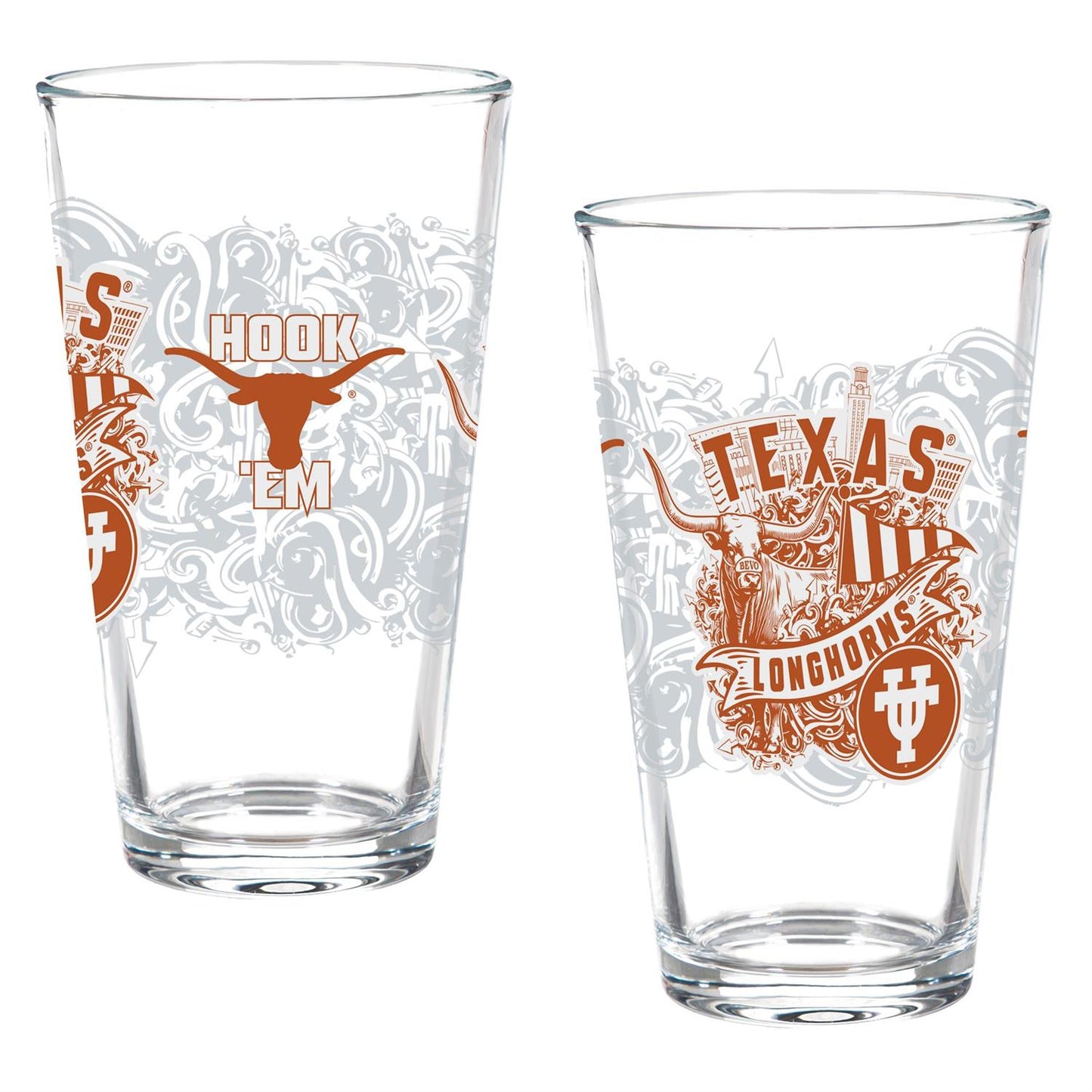 Evergreen Glass Pint University of Texas Set of 2 16oz