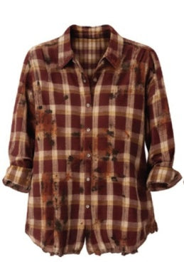 Dear John TOP ADRIANNA ROSEWOOD PLAID