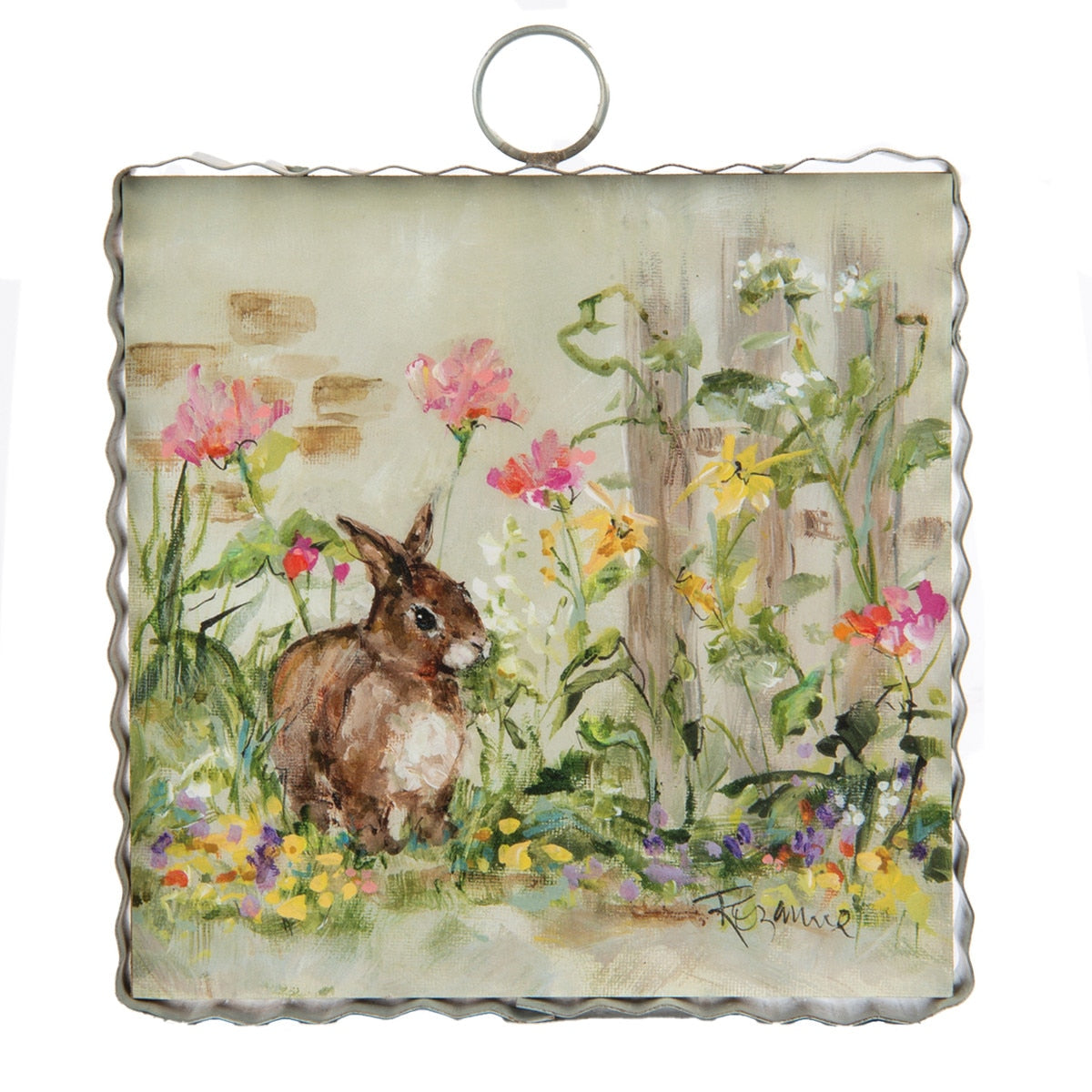 Round Top Print Mini Brown Bunny In Garden