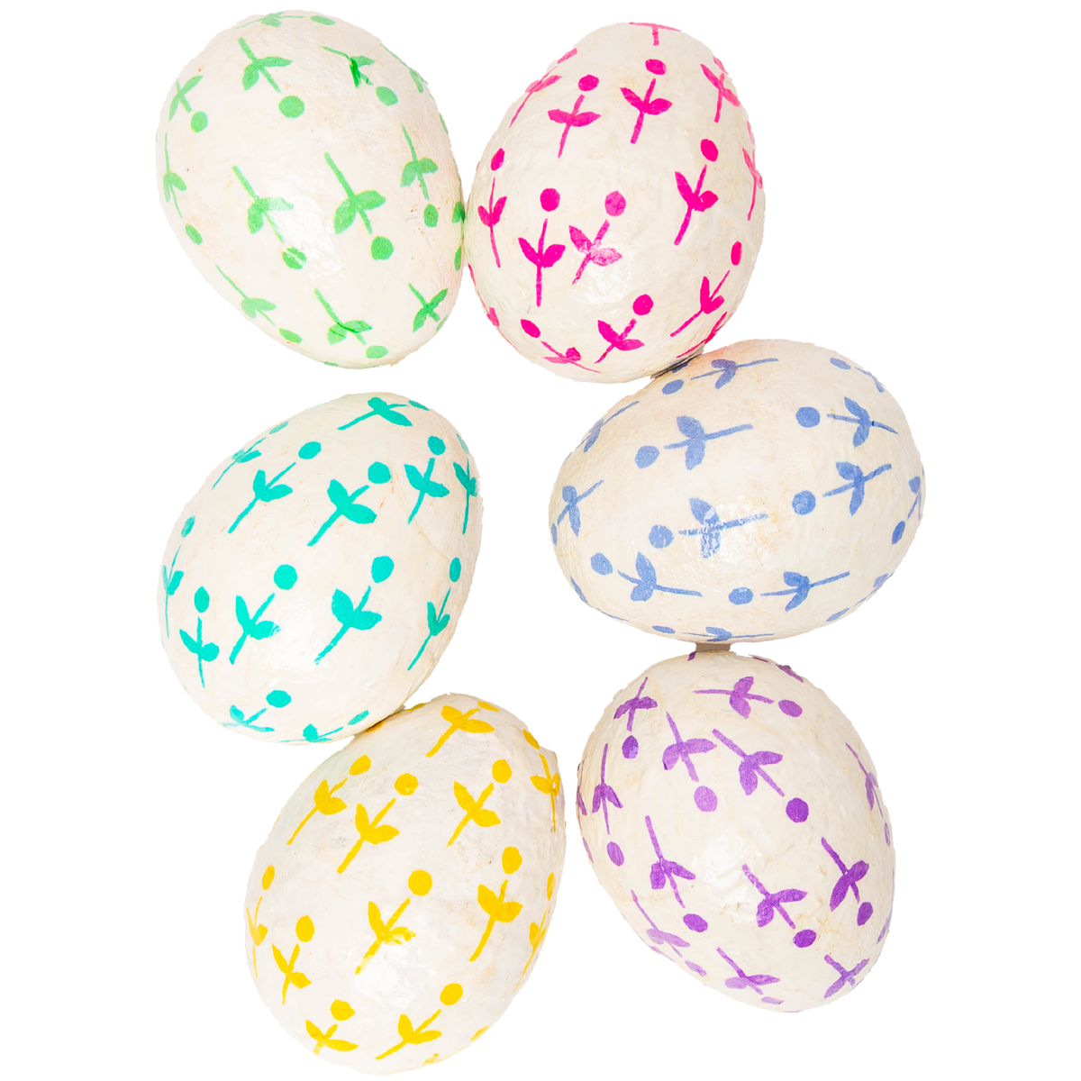 Round Top Eggs Floral Paper Mache Assorted