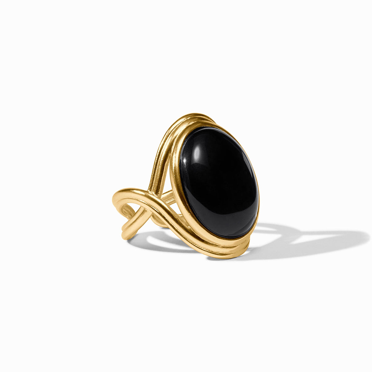 Julie Vos Essex Statement Ring Obsidian Black Gold