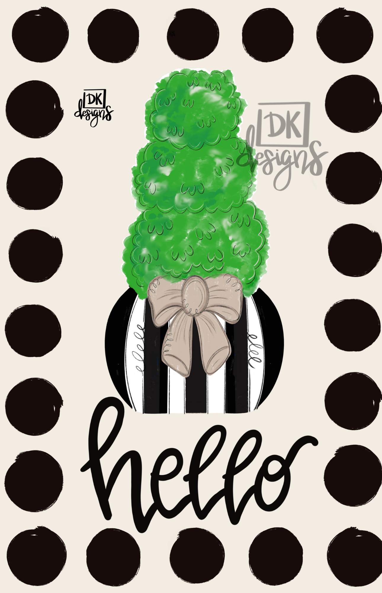 Flag Topiary Black & White Garden Glam
