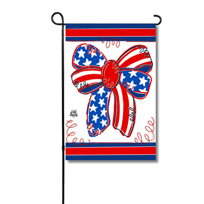 Flag Patriotic Bow Garden Glam