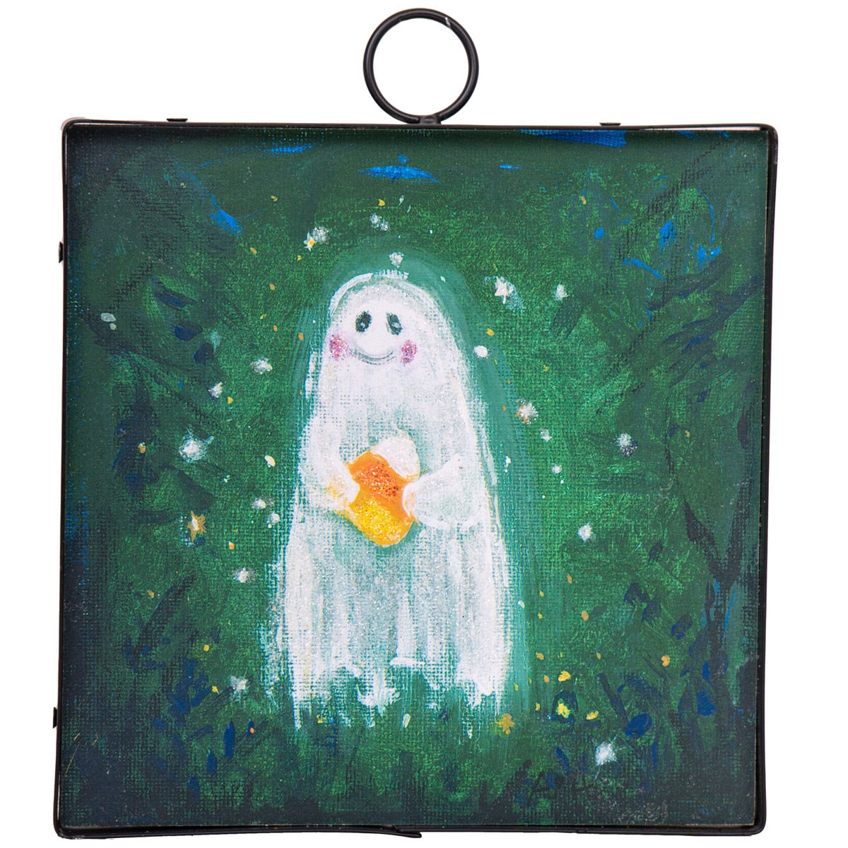 ghost with candy corn mini gallery art round top collection