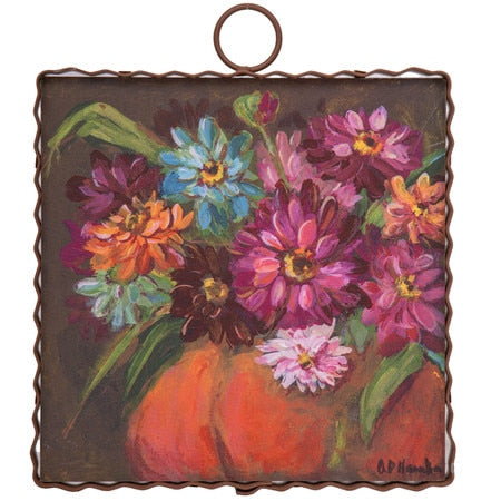 Round Top Print Mini Zinnia in a Pumpkin