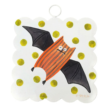 Round Top Print Mini Bat Orange Scallop