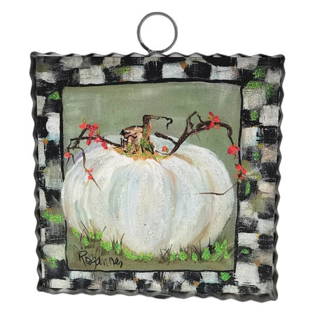 Round Top Print Mini Pumpkin Cream with Checkered Border