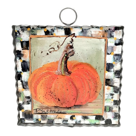 Round Top Print Mini Pumpkin Orange with Checkered Border
