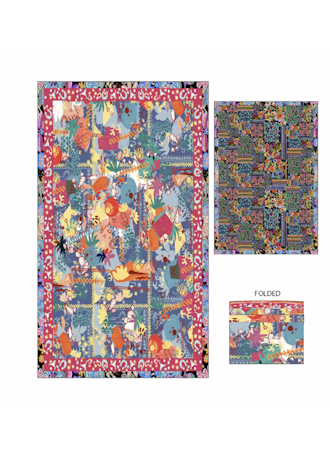 TRAVEL BLANKET REVERSIBLE W/ BAG 66X53 (Multiple Patterns)