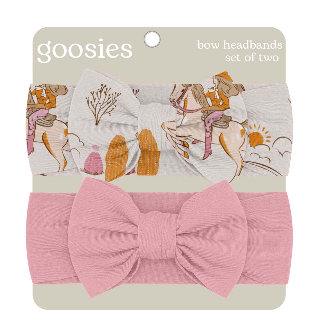 cowgirl print and plain pink headband