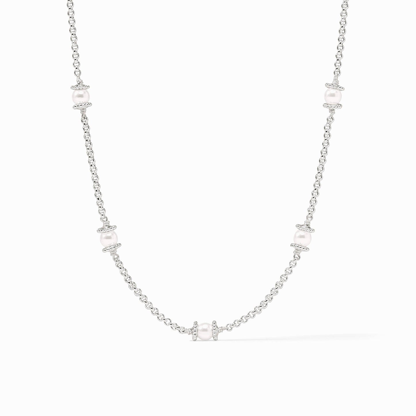 silver necklace with pearls