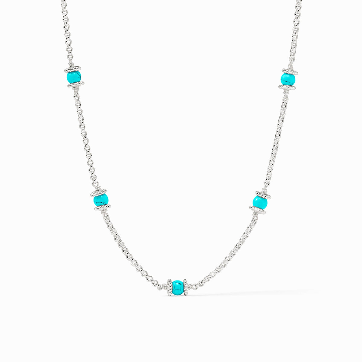 silver necklace with turqoise