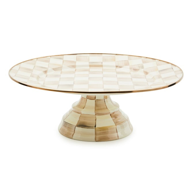 Pedestal Platter Mocha Check