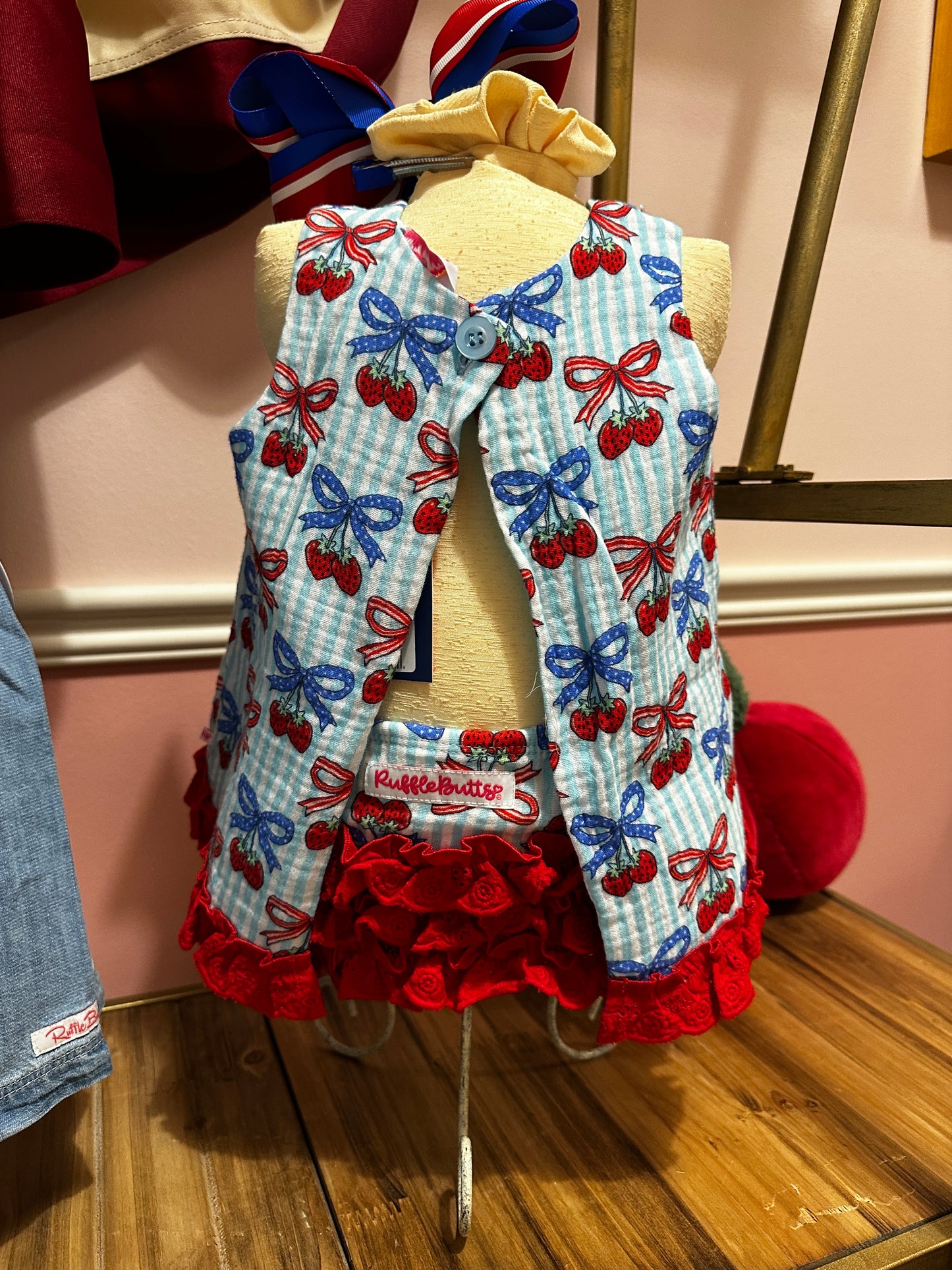 Top & Bloomer Set Berries & Bows Cotton Gauze Swing Baby Girls