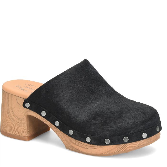Talisa Clog Black Hair Calf Heel