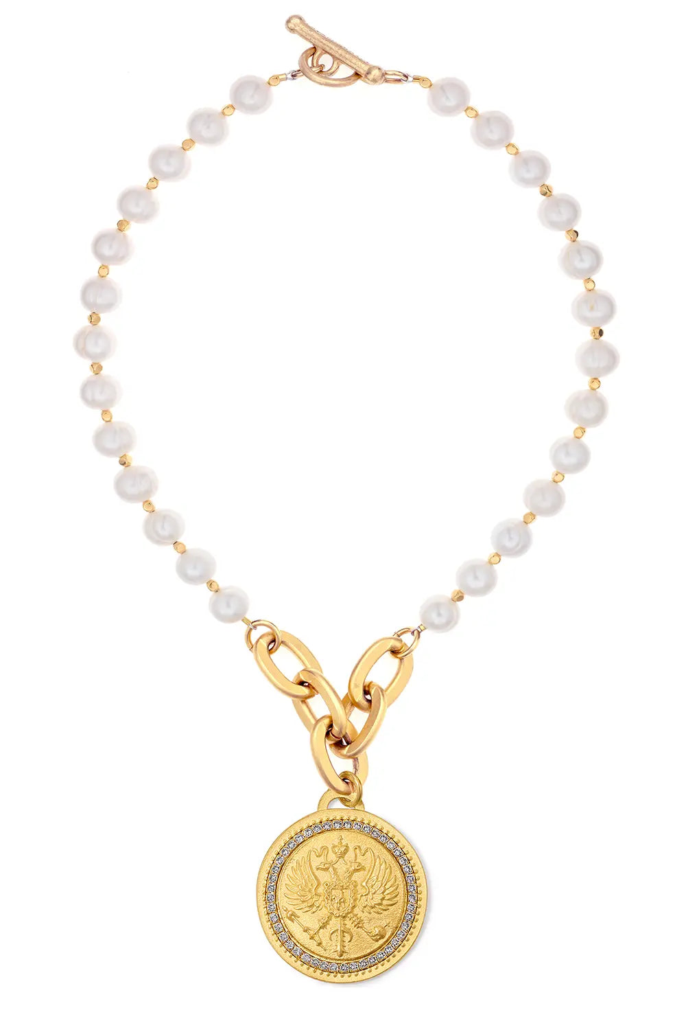 French Kande Patrice Necklace Gold Canard Medallion