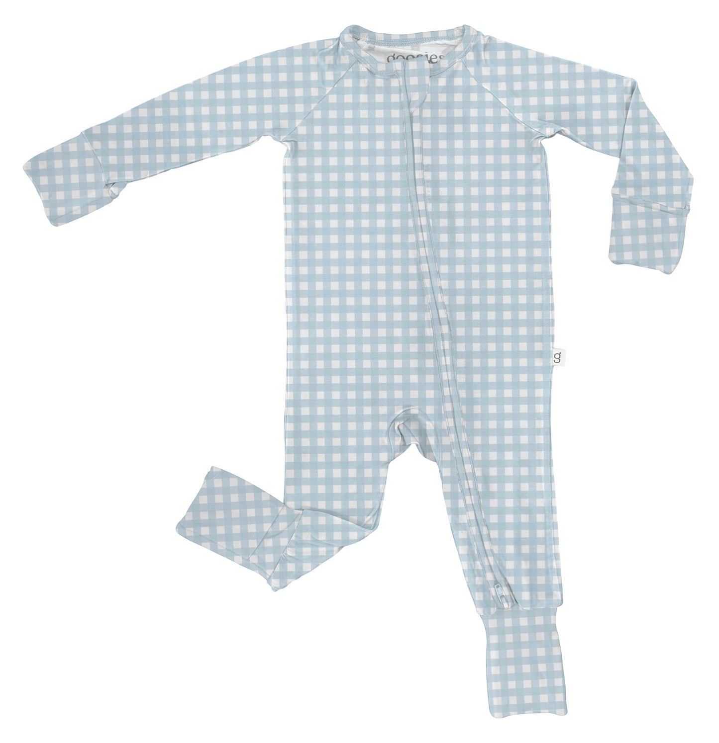 Goosies PJ LS Zip Gingham in Cottage Blue