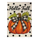 Evergreen Flag Checkered Bow Pumpkin Burlap Hello Fall