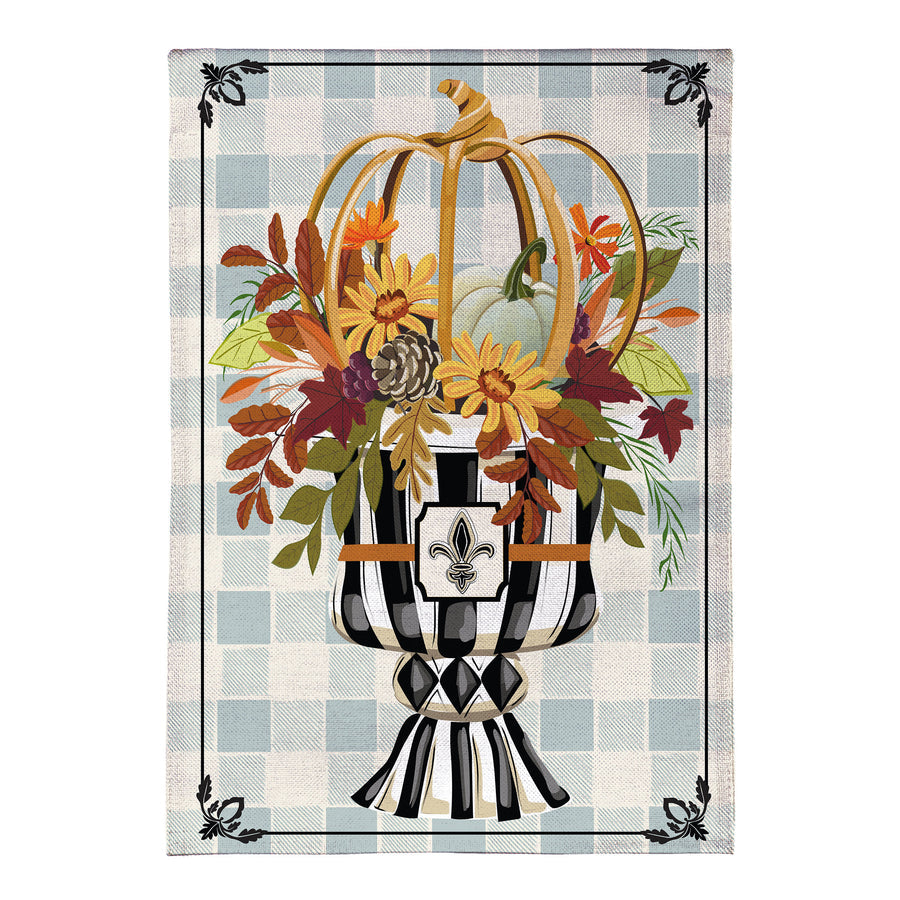 Evergreen Flag Courtly Check Fall Floral Burlap