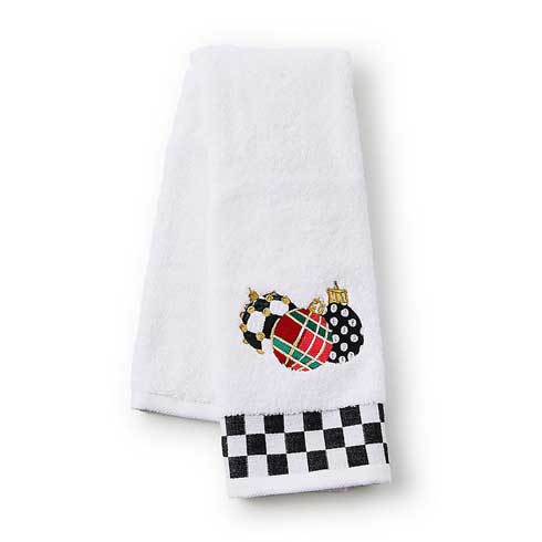 DECK THE HALLS ORNAMENT EMBROIDERED HAND TOWEL