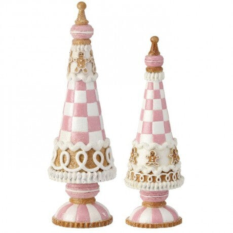 pink check gingerbread Christmas trees
