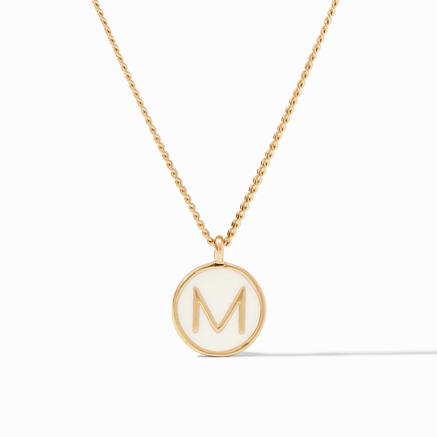 Monogram Solitaire Necklace Ivory Enamel Gold-OS
