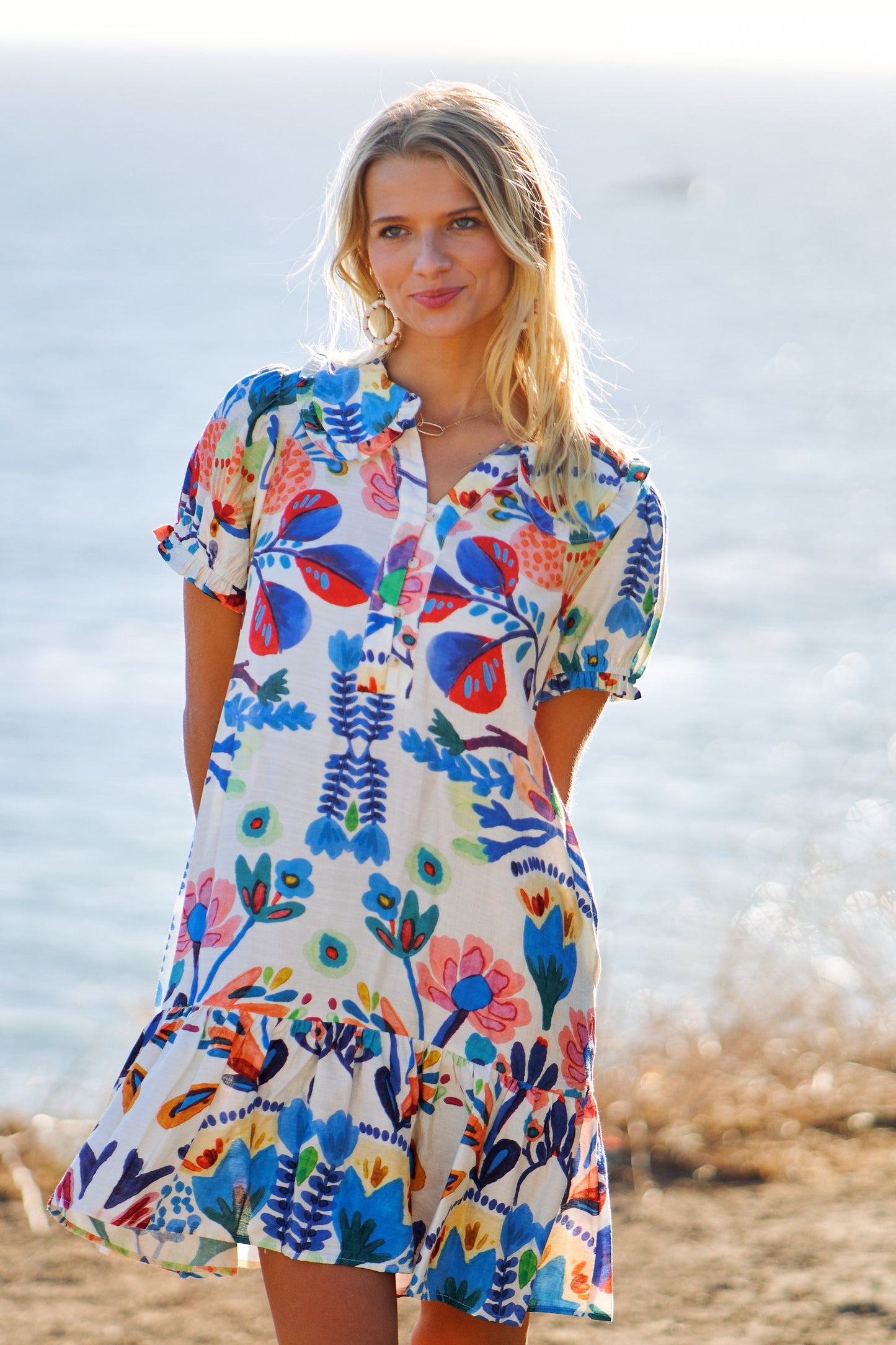 DRESS Peter Pan Collar Button Down Mini-Extended Sizing