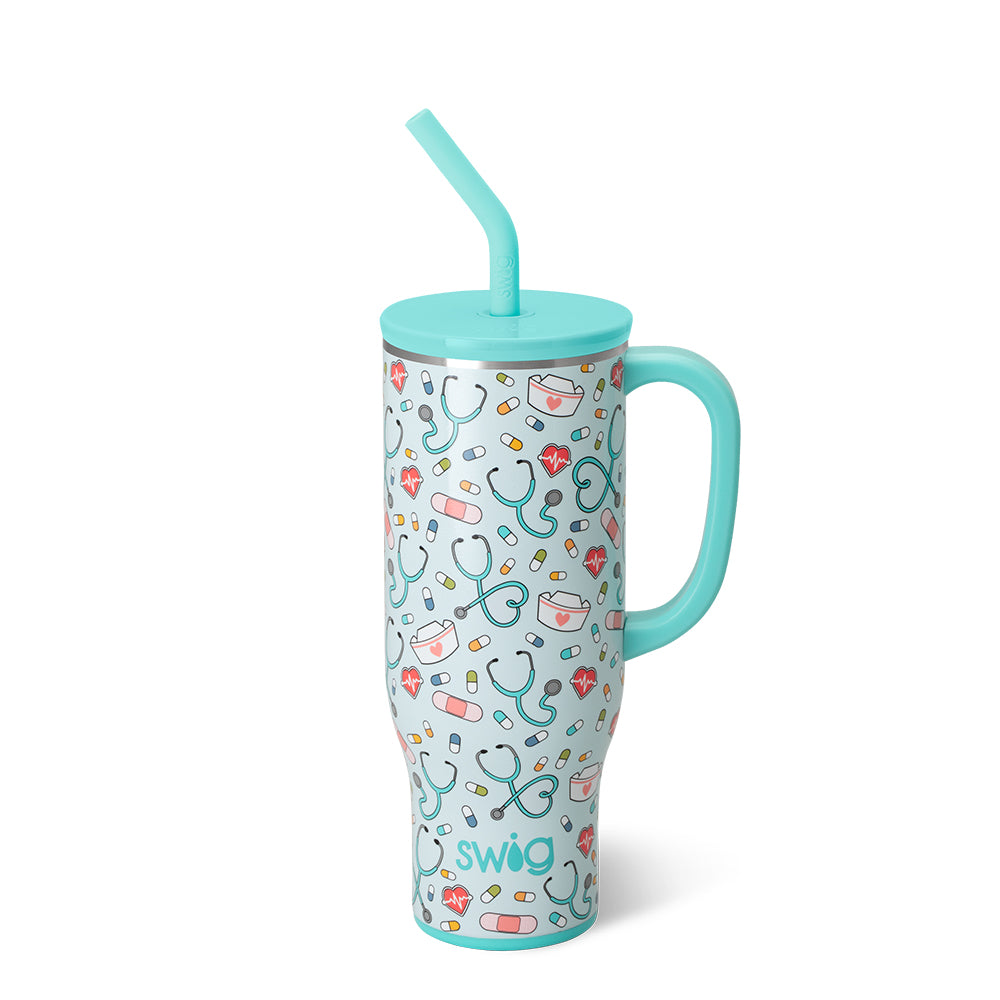 MEGA MUG W/ HANDLE LID STRAW (Multiple Patterns)