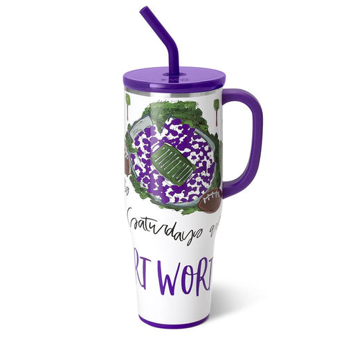 MEGA MUG SATURDAYS W/ HANDLE LID STRAW (8 Patterns)