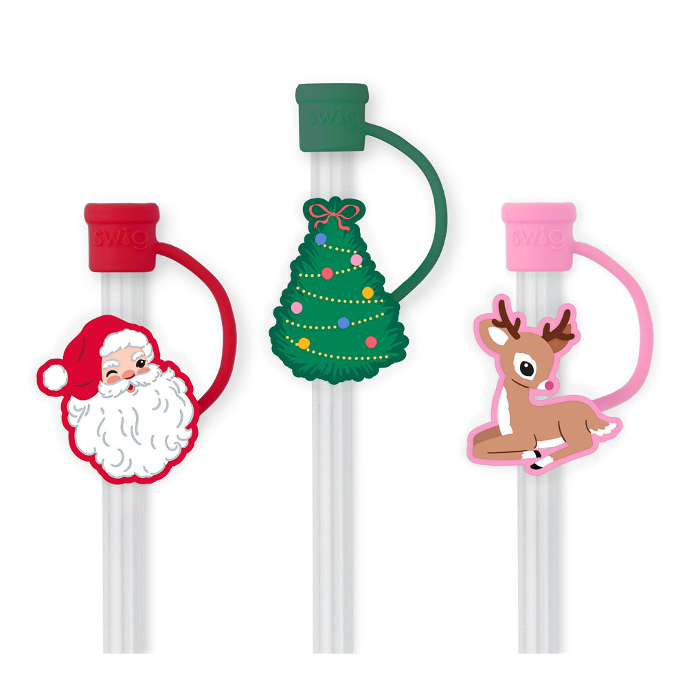 Swig Straw Toppers Santa Claus 3PC SET