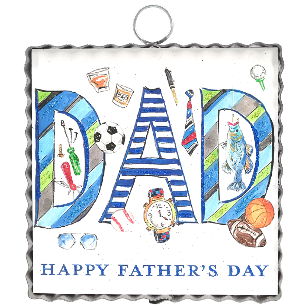 Round Top Print Mini Colorful Happy Fathers Day 6x6