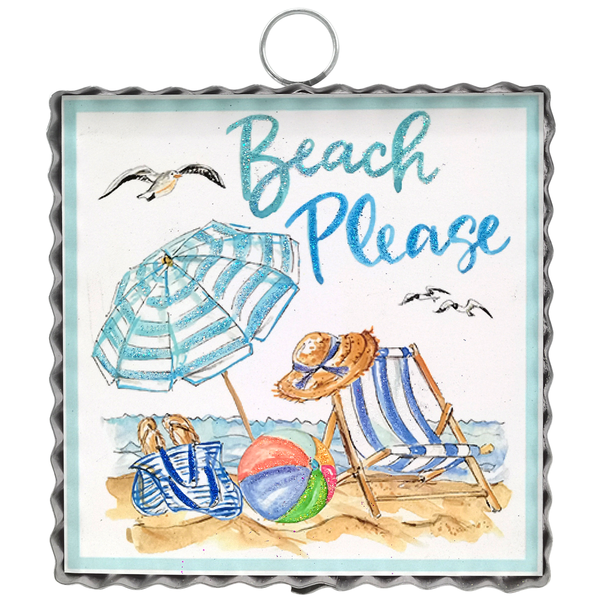 Round Top Print Mini Beach Please 6x6
